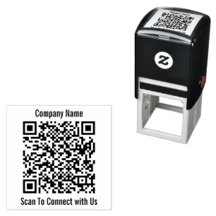 Business Namn Scan to Connect QR-kodmall Självfärgande Stämpel