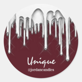 BusIness Namn Silver Grått Burgundy Runt Klistermärke