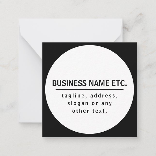 Business Namn & Slogan/annan text | Svartvitt Anteckningskort (Framsida)