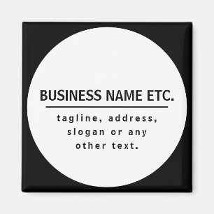 Business Namn & Slogan/annan text Svartvitt Magnet