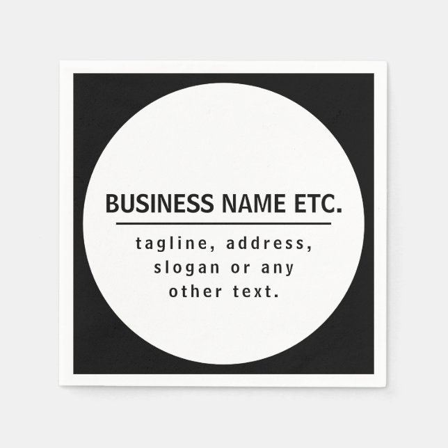 Business Namn & Slogan/annan text | Svartvitt Pappersservett (Framsidan)