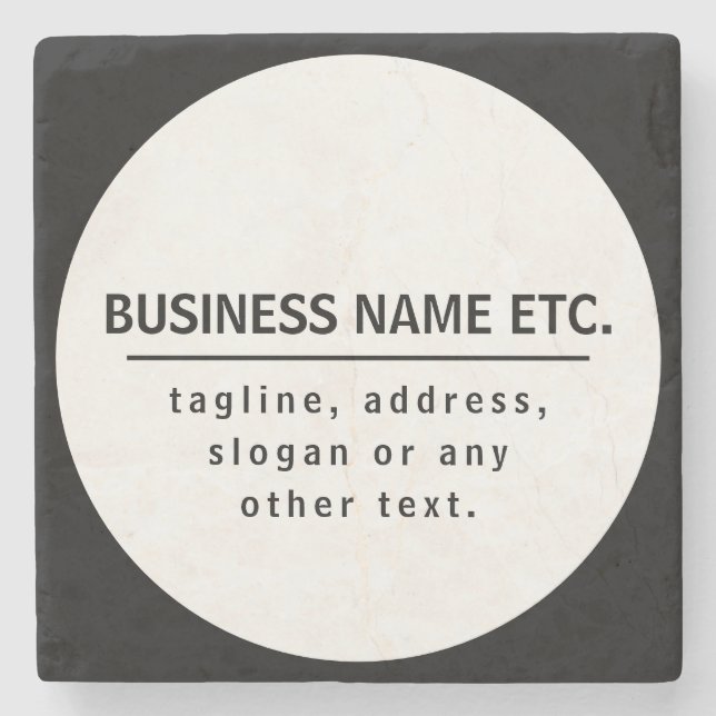 Business Namn & Slogan/annan text | Svartvitt Stenunderlägg (Framsidan)