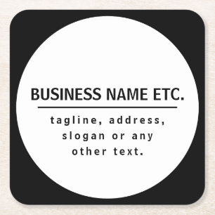 Business Namn & Slogan/annan text Svartvitt Underlägg Papper Kvadrat