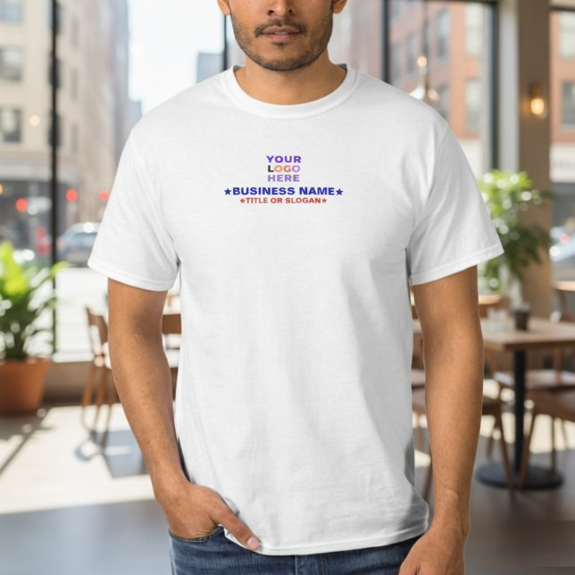 Business Namn & Text eller Slogan | Främjande Logo T Shirt (Simple Logo and Text Business TShirts for employee uniforms)