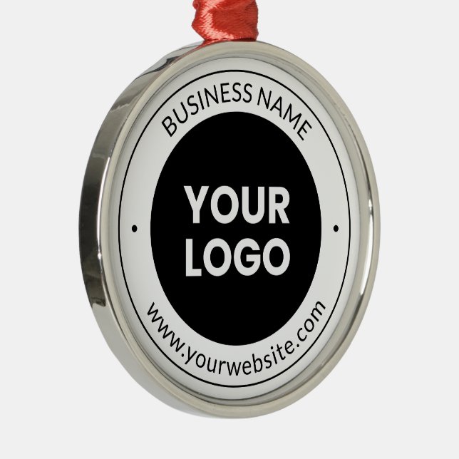 Business Namn & Website eller Slogan, Tack etc. Julgransprydnad Metall (Höger)