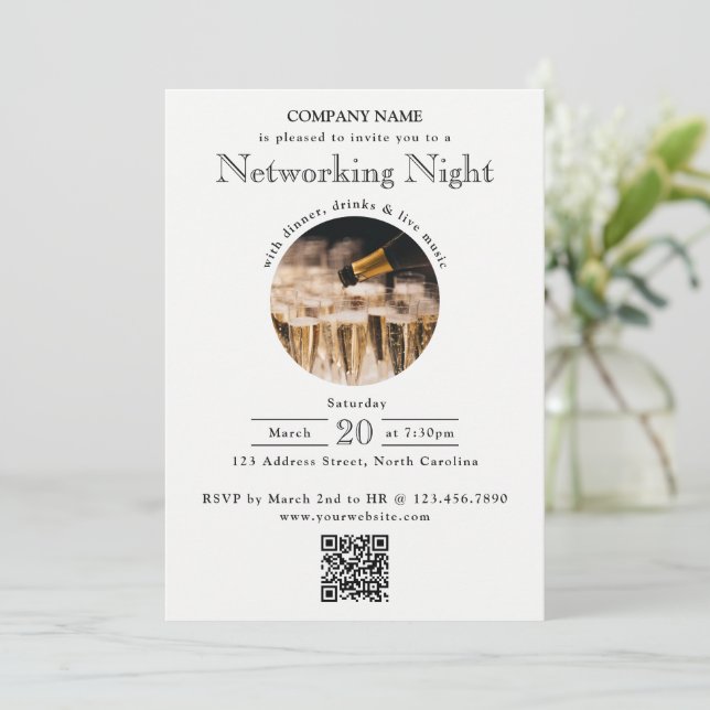 Business Networking Dinner Event Photo QR Code Inbjudningar (Stående Fram)