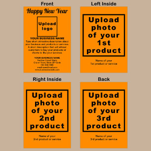 Business New Year Orange Färg Foldad Hälsning Kort
