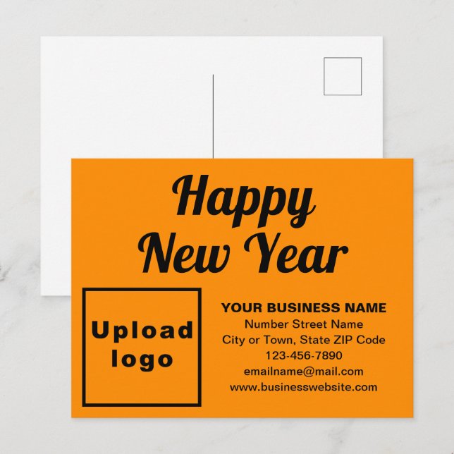 Business New Year Orange Färg Helgdag vykort (Fram/baksida)
