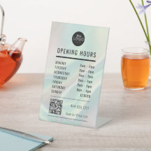 Business Open Hours Green Holographic Logo QR Code