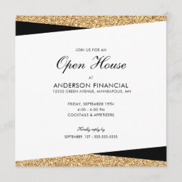Business Open House Black och Guld Glitter Inbjudningar
