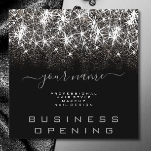 Business Open Trendig Luminous Glitter Beauty Fyrkantigt Visitkort