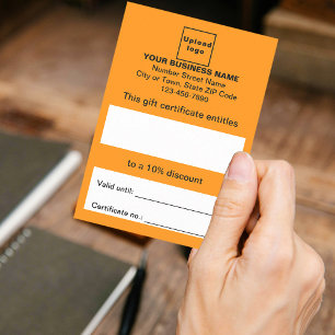 Business Orange Färg Gift Certificate Tilläggskort