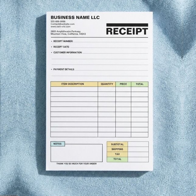 (Business Pad) Payment Sales Invoice Receipt Book Post-it Block (Business Receipt Notepad, Order Form, Small Business Owner, New Business Gift, Invoice Template)