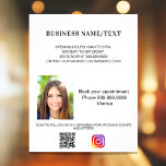 Business Phor-kod - instagram skönhetsmakeri Flygblad<br><div class="desc">Anpassa och lägg till ditt namn,  adress,  din text,  ditt foto,  din egen QR-kod till ditt instagram-konto. Vit bakgrund,  svart text.</div>