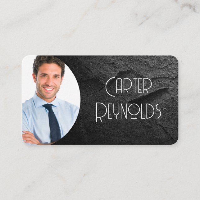 Business Photo Card Black Sten Visitkort (Framsida)