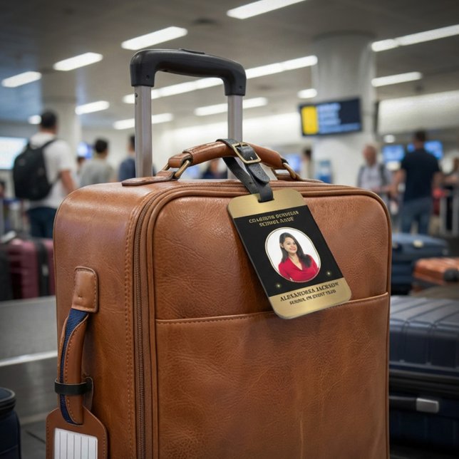 Business Photo Gold Black Elegant Personalize Bagagebricka (Business Photo Gold Black Elegant Personalize Luggage Tag great to identify your bags. )