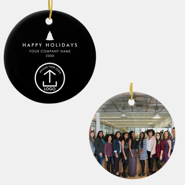 Business Photo Logo Christmas Tree Custom Gift Julgransprydnad Keramik (Business Photo Logo Christmas Tree Custom Gift Ceramic Ornament)