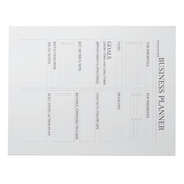 Business Planner Notepad | Productivity & Goal Set Anteckningsblock (Framsida)