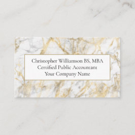 Business Professionell Guld White Grått Marble Visitkort