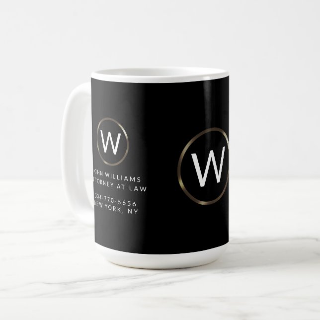 Business Professionell Monogram Coffee Mugg (Framsida vänster)