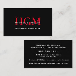 Business Professionell Monogram Logotyp Black Red Visitkort