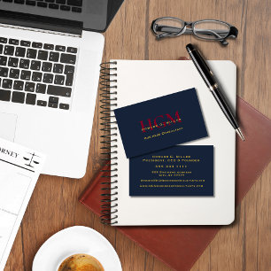 Business Professionell Monogram Logotyp Navy Red G Visitkort