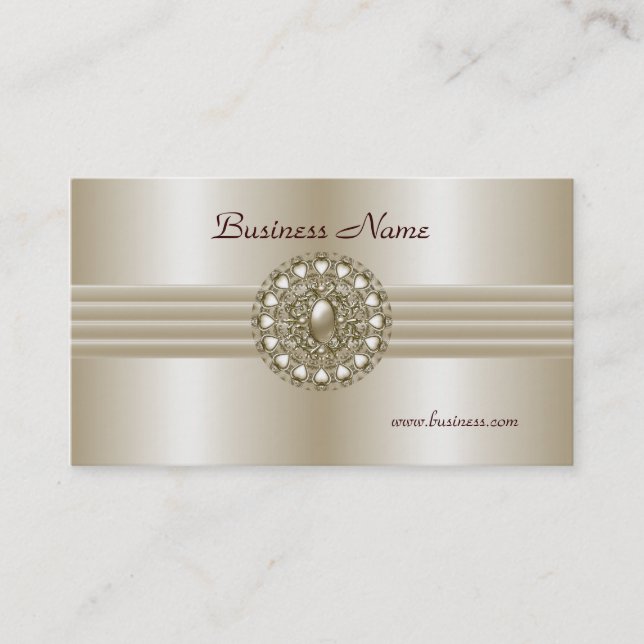 Business Profile Card Elegant Pearl Gem 2 Visitkort (Framsida)
