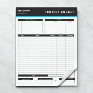 Business Project Budget Template Sheets Notepad Anteckningsblock