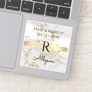 Business Promo, White/Guld Marble, Service, Info Klistermärken