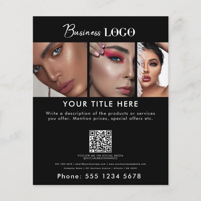 Business Promouty Hair Nagel Makeup Black Flygblad (Framsidan)