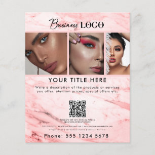 Business Promouty Hair Nagel Rosa Marble Flygblad