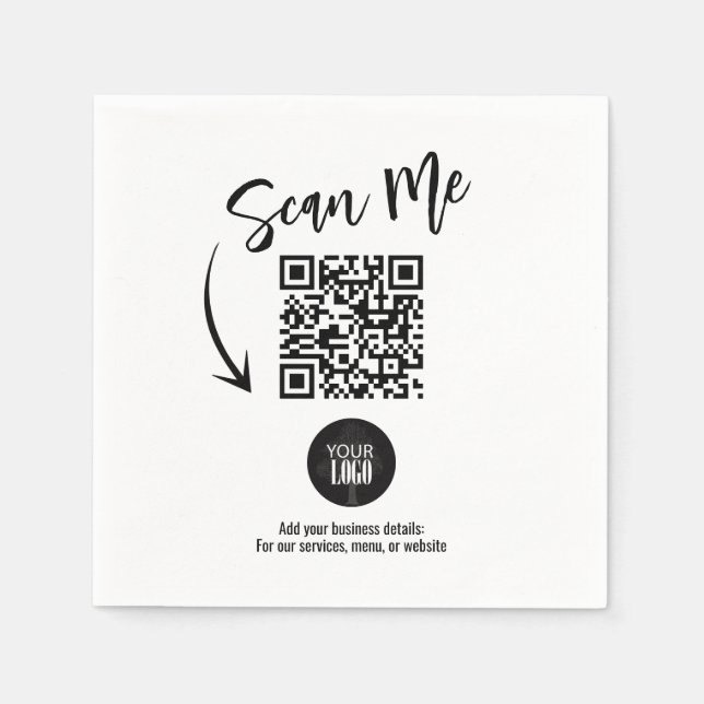 Business QR Code Scan Me Custom Pappersservett (Framsidan)