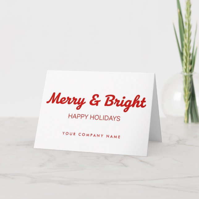 Business Retro Script Merry & Bright Helgkort (Framsida)