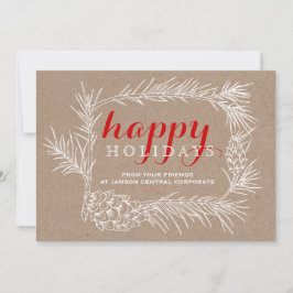 Business Rustic fir gren & cone ram jul Julkort