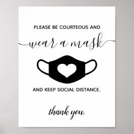 Business Safety Bära a Ansikte Mask Modern Script Poster