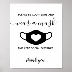 Business Safety Bära a Ansikte Mask Modern Script Poster