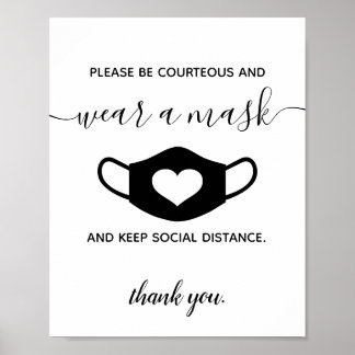 Business Safety Bära a Ansikte Mask Modern Script Poster