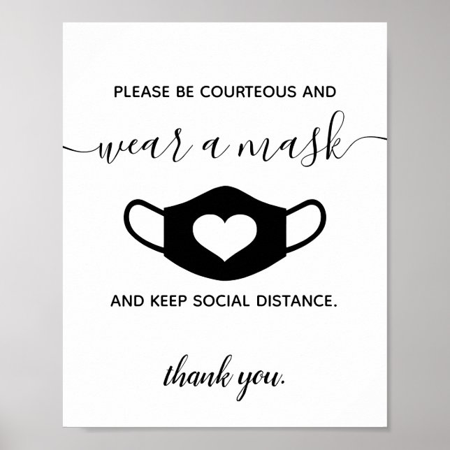 Business Safety Bära a Ansikte Mask Modern Script Poster (Framsidan)