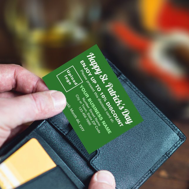Business Saint patrick Grönt Rabattkort (Attract more customers this Saint Patrick's Day. Business Saint Patrick green discount card.)