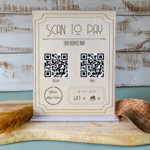 Business scan för vintage brun 2 QR-kod som betala Poster