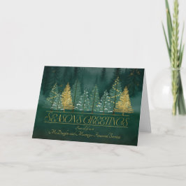 Business Season's Greetings Green and Gold Helgkort