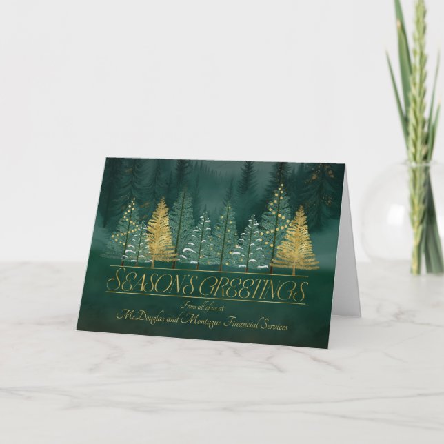 Business Season's Greetings Green and Gold Helgkort (Framsida)