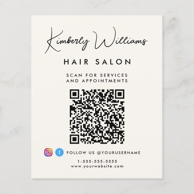 Business Signature Script QR Code Promotional Flygblad (Framsidan)