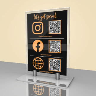 Business Social Media Sign med QR-kod Bordsnummer