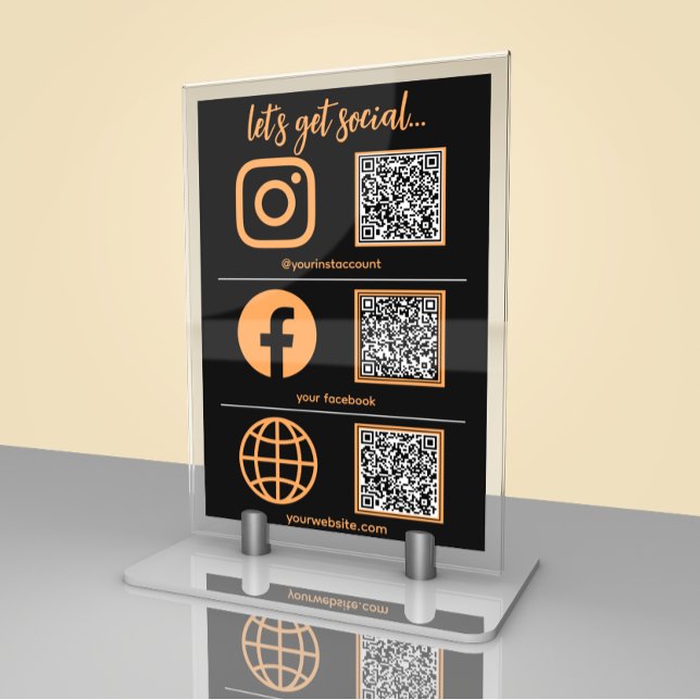 Business Social Media Sign med QR-kod Bordsnummer (Skapare uppladdad)