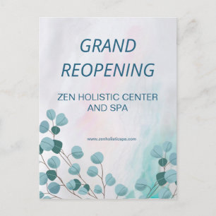 Business Spa Salon Open Teal Eucalyptus Vykort