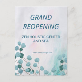 Business Spa Salon Open Teal Eucalyptus Vykort