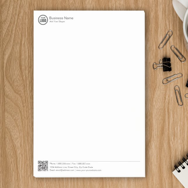 Business Stationary Template With Logo And QR Code Post-it Block (Skapare uppladdad)