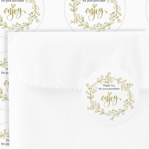 Business Tack Doodled WAN Guld och White Runt Klistermärke