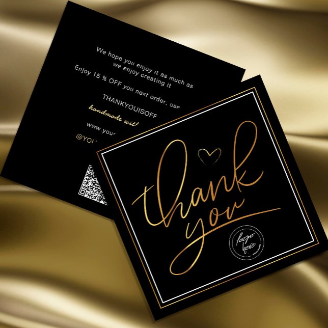 Business Tack Elegant Black och Guld (Professional Business Thank You Elegant Black Gold Card. Send and extra special THANK YOU message)
